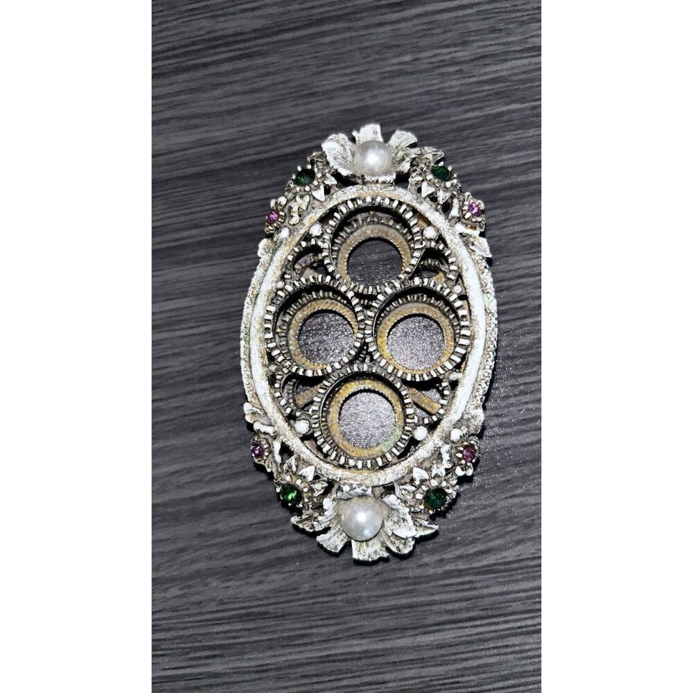 Florenza Jeweled Rhinestone and Pearl Adorned Metal White Lipstick Holder